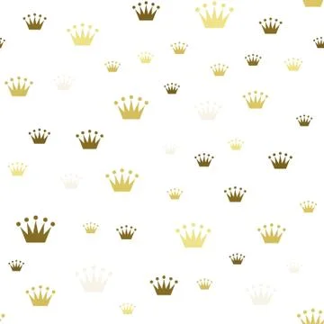 Princess Crown. Seamless repeating pattern. Diadem princess isolated on white Stock Illustration