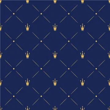 Princess Crown. Seamless repeating pattern. Diadem princess isolated on blue  Stock Illustration