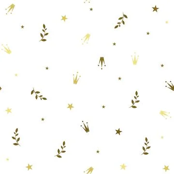 Princess Crown. Seamless repeating pattern. Diadem princess isolated on white Stockillustratie