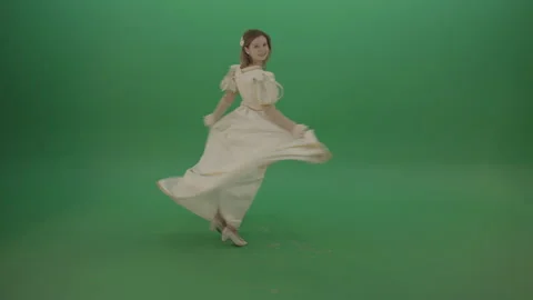 Princess dances twisting around the circle isolated on chromakey background Stock Footage 147983790