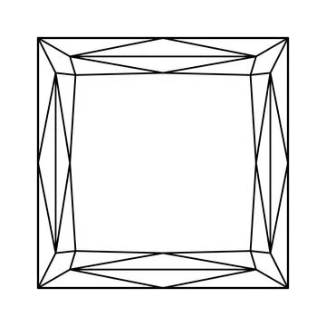 Princess diamond cut shape. Design diagram. Diamond top view isolated on white Ilustración de archivo