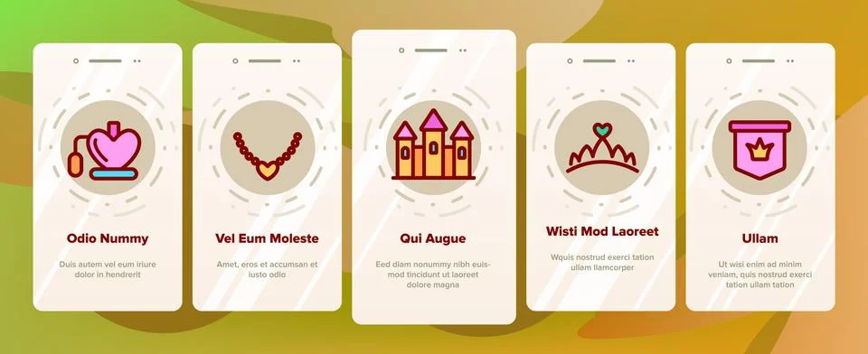 Princess Elements Vector Onboarding Stock Illustration