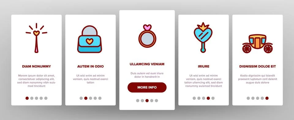 Princess Elements Vector Onboarding Stock Illustration