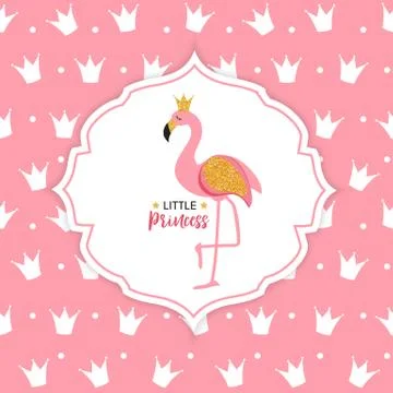 Princess Flamingo Crown  Background Vector Illustration Stock Illustration