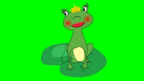 A princess frog with a crown on her head sitting on a lotus leaf in a pond Stock Footage 285959840