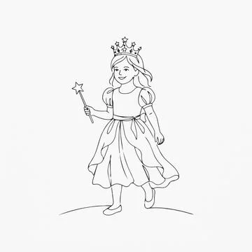 Princess girl with crown and magic wand illustration Silhouette Stock-Illustration