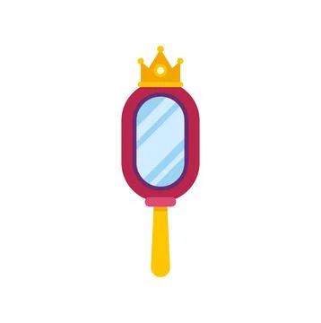 Princess hand mirror with crown icon illustration Stock Illustration