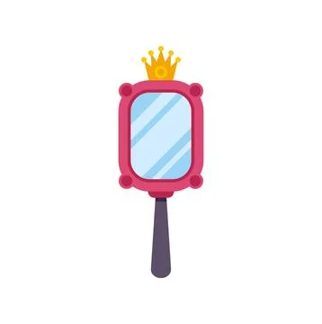 Princess hand mirror with crown reflecting magic Stock Illustration