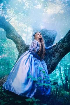 Princess in magic forest Stock Photos