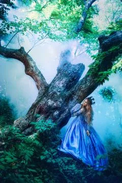 Princess in magic forest Stock Photos