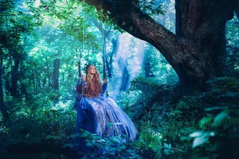 Princess in magic forest Stock Photos