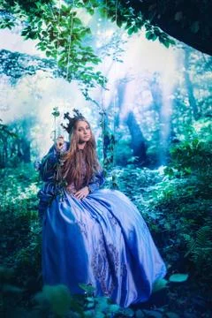 Princess in magic forest Foto stock