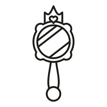 Princess magic hand mirror line art icon Stock Illustration