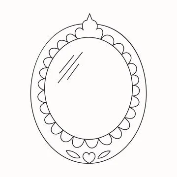 Princess mirror frame with crown or tiara line vector illustration isolated on Stock Illustration