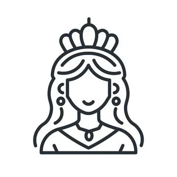 Princess or queen line icon. Stock Illustration