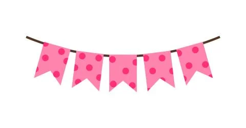 Princess Party Pink Flags Vector Illustration Illustrazione stock