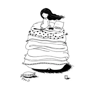 Princess on the Pea Stock Illustration