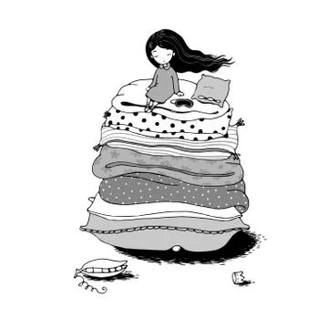 Princess on the Pea Stock Illustration