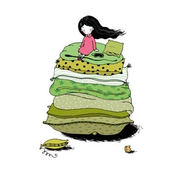 Princess on the Pea Stock Illustration