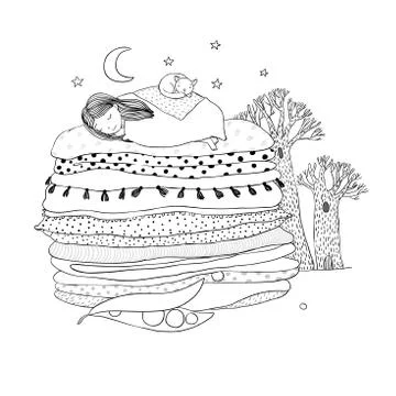 Princess on the Pea Illustrazione stock