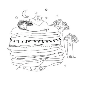 Princess on the Pea Stock Illustration