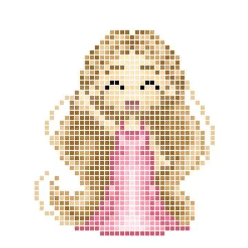 Princess pixel tile pattern. Vector illustration of cross stitch pattern. Stock Illustration