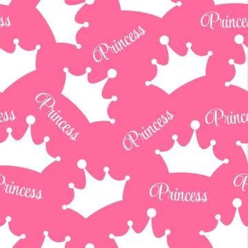 Princess Seamless Pattern Background Vector Illustration Stock Illustration