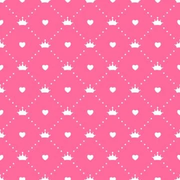 Princess Seamless Pattern Background Vector Illustration Stock Illustration