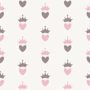 Princess Seamless Pattern Background Vector Illustration Stock Illustration