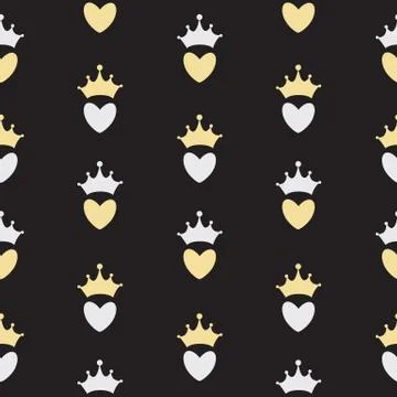 Princess Seamless Pattern Background Vector Illustration Stock Illustration
