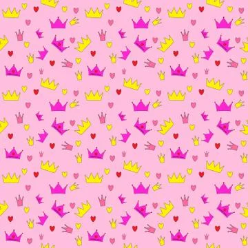 Princess Seamless Pattern Background Vector Illustration Illustrazione stock