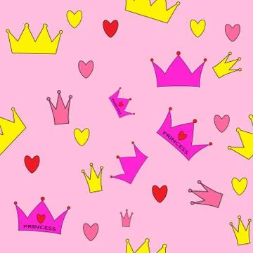 Princess Seamless Pattern Background Vector Illustration Stock Illustration