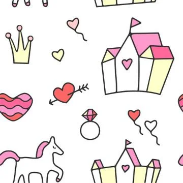 Princess seamless pattern Stock Illustration