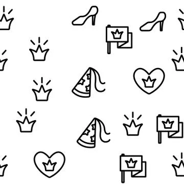 Princess Seamless Pattern Vector 스톡 일러스트
