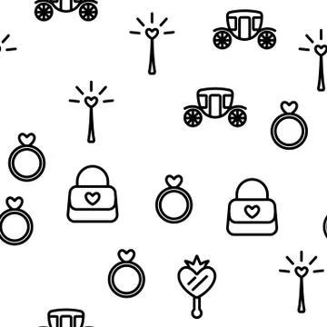 Princess Seamless Pattern Vector 스톡 일러스트