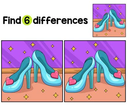 Princess Shoes With Heels Find The Differences Stock Illustration