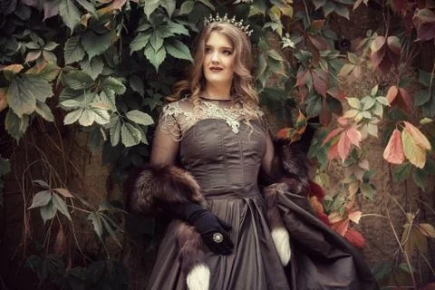 Princess at the stone wall Stock Photos