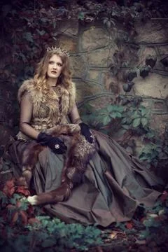Princess at the stone wall Stock Photos