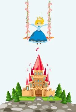 Princess on a swing, Stock Illustration