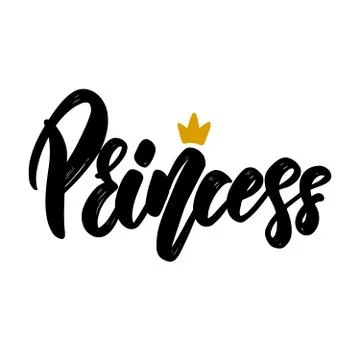 Princess text. Vector lettering phrase for poster, greeting card, postcard. Stock Illustration