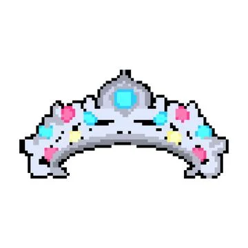 Princess tiara pixel art vector illustration Stock Illustration