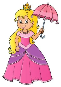 Princess with umbrella theme image Stock Illustration