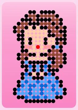 A Princess in Vector Illustration of pixel art. Beads pattern a cute girl 库存插图