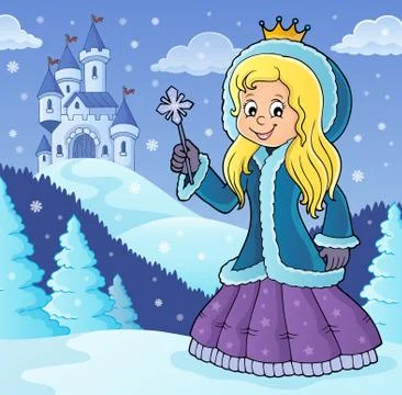 Princess in winter clothes theme image Stock Illustration