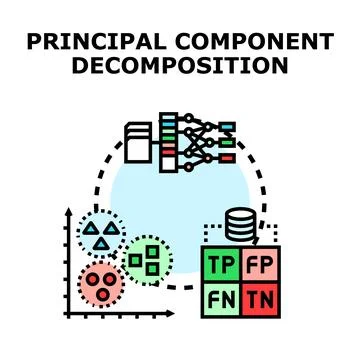 Principal component decomposition process for data analysis Illustrazione stock