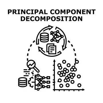 Principal component decomposition process for data analysis Illustrazione stock