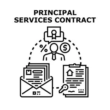 Principal services contract agreement and legal process Stock Illustration