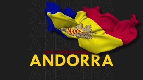 Principality of Andorra Flag Flying in Wind, Happy Independence Day Stock Footage 231866693