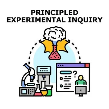 Principled experimental inquiry concept illustration with lab equipment Stock Illustration