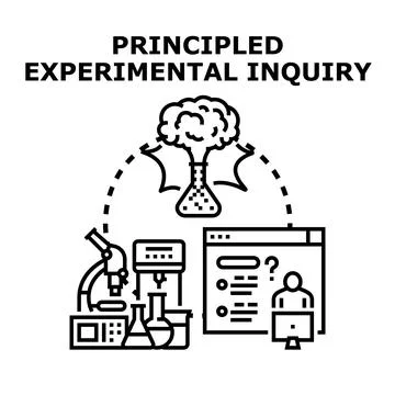 Principled experimental inquiry concept illustration with lab equipment Stock Illustration